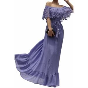 Lace Cape Maxi Dress (Small)